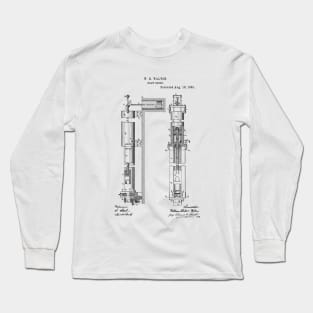 Draw Bench Machine Vintage Patent Hand Drawing Funny Novelty Gift Long Sleeve T-Shirt